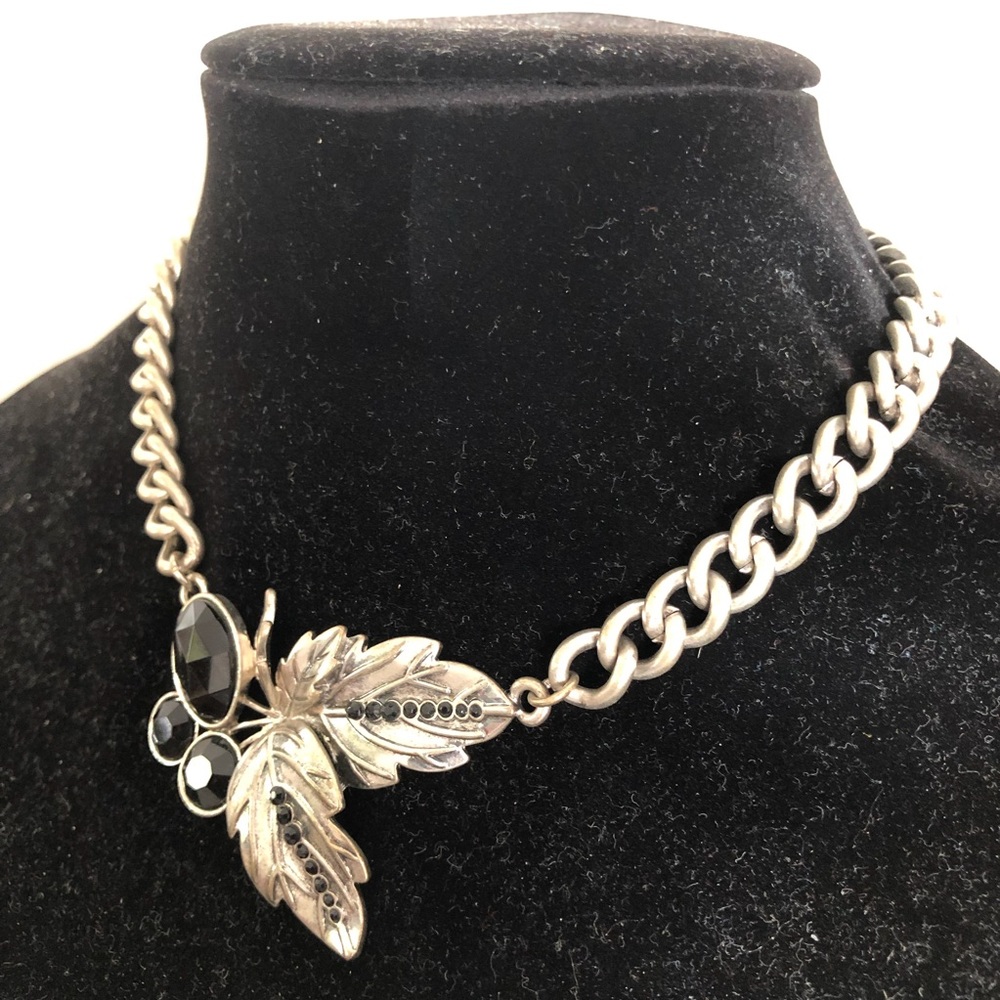 Statement Necklace: Silver/Black Toggle Necklace - image 4